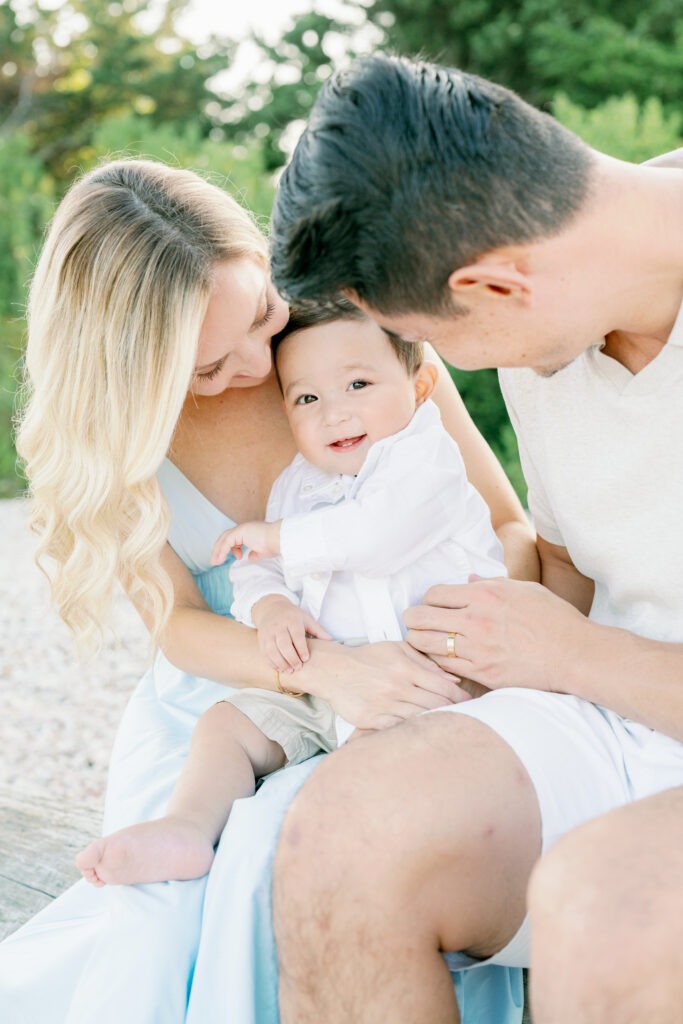 Candid family portraits on the Connecticut coastline at Hammonasset Beach with warm summer tones. Soft coastal light, Madison CT